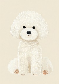 White Poodle dog illustration animal white.