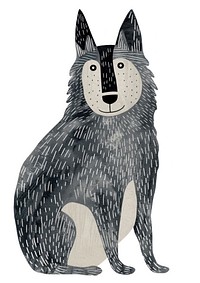 Black and Silver German Shepherd dog drawing art illustration.