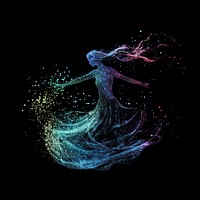 Colorful Water Carrier light glitter art particles dancing.