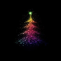 Colorful christmas tree shape light glitter lights effect art.