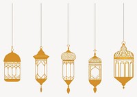 Hanging lanterns Ramadan gold design golden vector