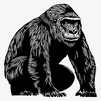 Gorilla wood block print wildlife gorilla animal vector