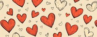 Red heart doodle background pattern hearts.