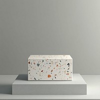 Cubic podium White terrazzo minimalist porcelain furniture.