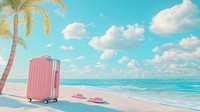 Summer vacation concept suitcase tropical summer.