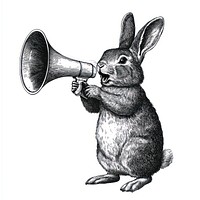 Rabbit holding a big megaphone drawing animal black.