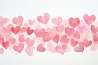 Pastel pink hearts confetti falling border illustration watercolor romantic.