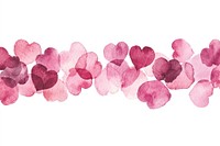 Pink scattered hearts border illustration watercolor valentine's.