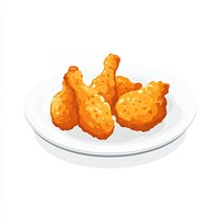 Fried chicken illustration plate white.