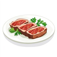 Steak dish illustration plate.