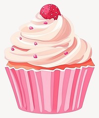 Pink cupcake illustration dessert art vector