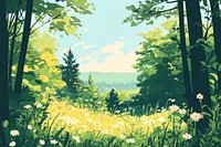 Forest background illustration landscape scenery.