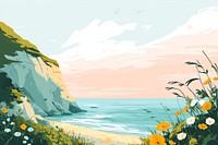 Beach and cliff background cliffs illustration landscape vector