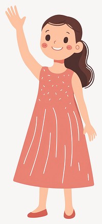 Girl waving hand dress illustration child vector