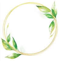 Watercolor gold circle frame leaf art illustration.