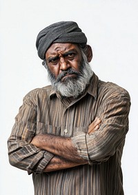 Indian man upset portrait turban photo.