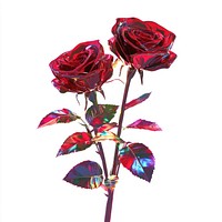 Red roses holographic flowers petals.