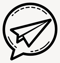 Speech bubble with paper plane sign icon symbol simple black vector