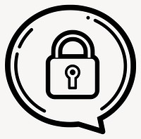 Speech bubble with unlock sign icon communication protection security vector