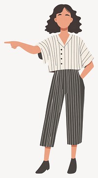 Woman pointing right side illustration minimalist clothing vector