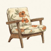 Chair with floral cushion illustration furniture armchair.