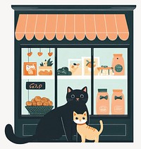 Pet shop cat illustration window vector