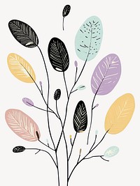 Easter feathers on a tree illustration drawing leaves vector