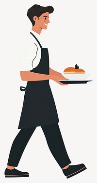 Waiter serving food illustration cartoon apron vector