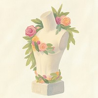 Cute floral greek statue botanical flowers art.