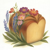 Cute floral bread illustration botanical flowers.