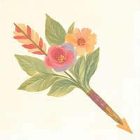 Cute floral arrow illustration botanical flower.