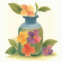 Cute floral potion illustration botanical flowers.