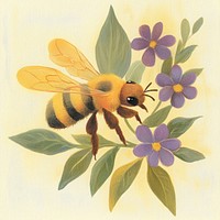 Cute floral bee illustration botanical invertebrate.