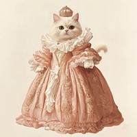 Persian cat costume wearing Rococo style outfit dress painting elegant.