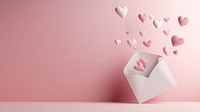 Open envelope valentine's background floating.