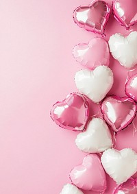 Pink and white heart foil balloons valentine love heart-shaped.