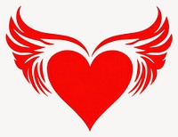 The heart has wings symbol design red vector