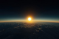 The sun rising over the Earth from space sky horizon sunrise.