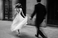 Woman in the white dress wedding elegant motion.