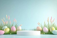 Empty white podium eggs illustration background.