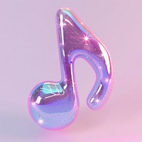 Single music note element glitter purple pastel.