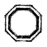 Vintage hexagon postage stamp frame grunge shape illustration.