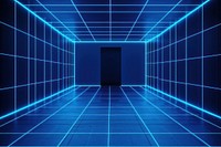 Blue grid background lights neon blue.