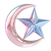 Two sharp-edged four-pointed stars illustration crescent pink.