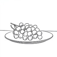 Grapes on plate art drawing simple.