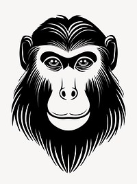 Mandrill monkey face linear illustration animal vector vector