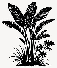 Tropical bushes silhouette leaf illustration vector