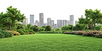 Modern city trees architecture landscape.