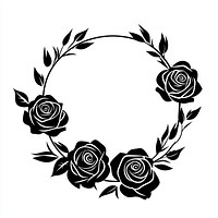 Linear roses flower ring art illustration black.