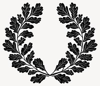 Rounded oak leaves wreath leaf art illustration vector